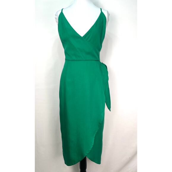 Lovers + Friends Green Faux-Wrap Midi Dress NWT Size M - Picture 1 of 9